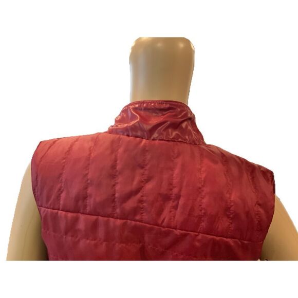 U-Bien Red Sleeveless Zip Puffer High Collar Zipper Pockets Womens Vest Size Med - Picture 6 of 12